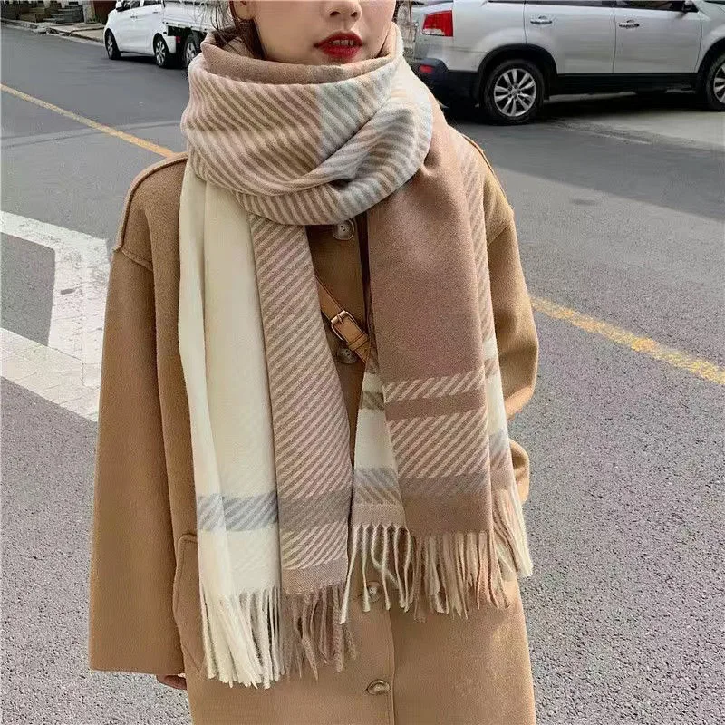 Winter Scarf Cashmere Scarf Woman\'s Winter Scarves Ladies Checkered Scarf Warm XWJ03