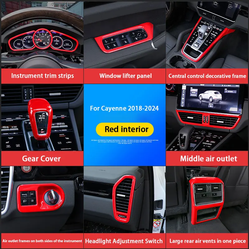 

For Porsche Cayenne 92A 9YA 2018 2019 2020 2021 2022 2023 ABS Car Center Console Steering Wheel Frame Trims Interior Decoration