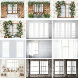 White Window Curtain Photography Backrop Living Room Home Decor Pattern Interior Photo Plant Brick Wall Background Props