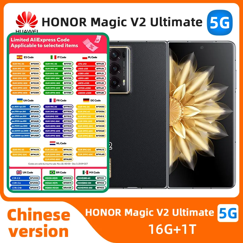 HONOR Magic V2 Ultimate Edition 5g SmartPhone Snapdragon 8gen2 7.92inch Fold Screen 50MP Camera 5000mAh 66W Original Used Phone