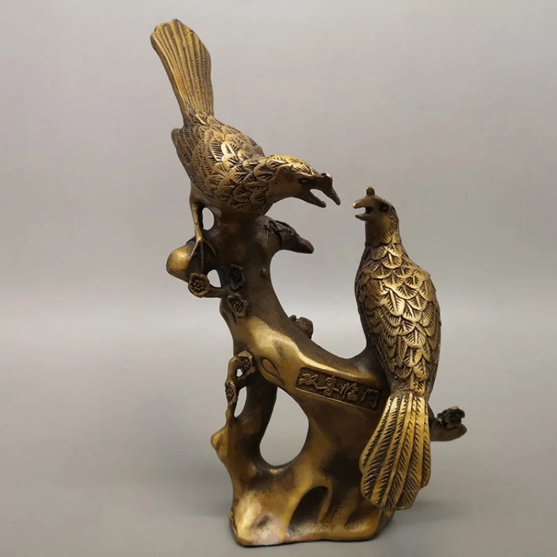 

Латунный двойной орнамент сорока счастья, латунная пара сороков, украшение для дома, свадебный подарок, медная посуда