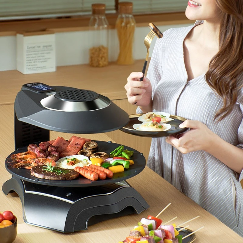 Smokeless Electric Grill Electric Barbecue Oven Pan 220V/110V Upgraded Infrared Light Wave Fry Grill Pan Machine Magic Lamp