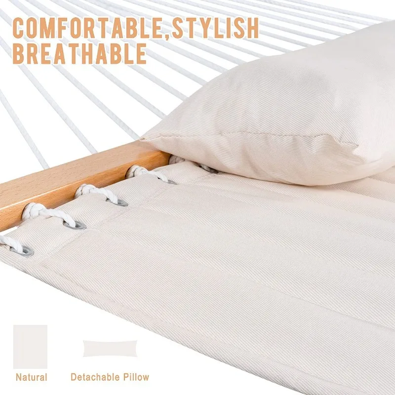 Rede Danlong 2026 de 55 polegadas, dupla, em tecido acolchoado, com almofada, cama de rede natural.