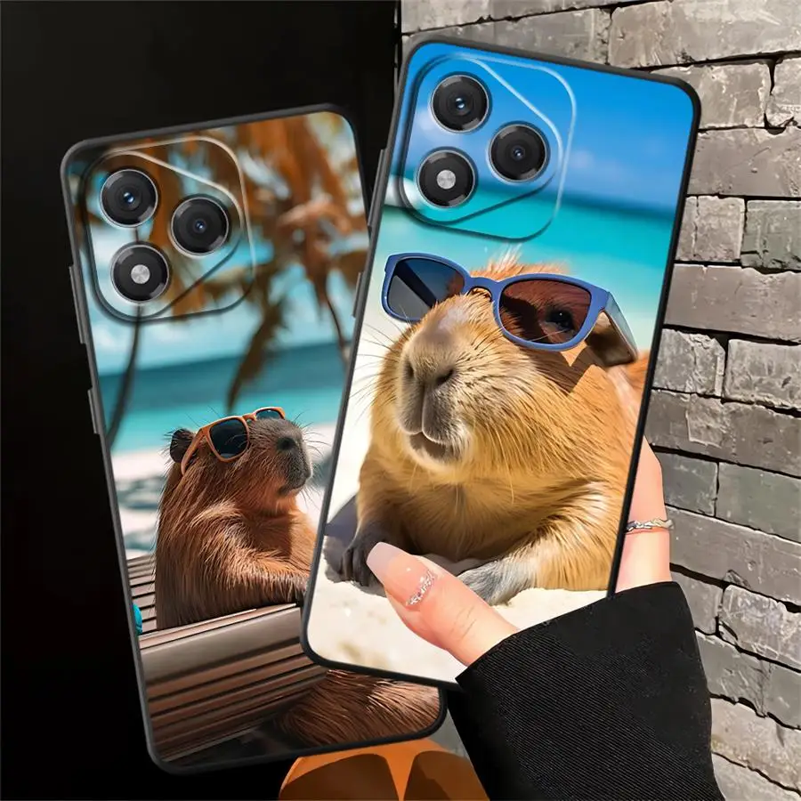 كابيبارا- حافظة لهاتف Honor 8X 70 X9a X8 200 400 Lite Magic5Lite X6 X7 X5b 90 غطاء هاتف ناعم أسود #5