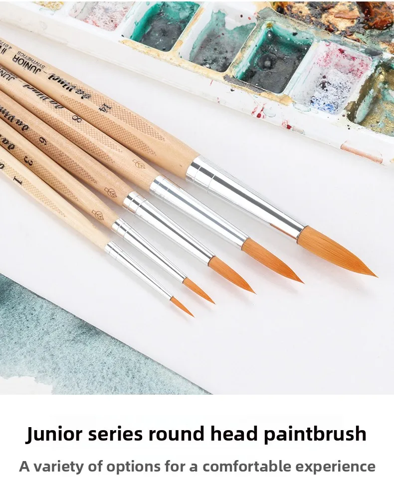 Deutscher Da Vinci Student Series 303 Junior-Pinsel, rund, elastisch, synthetisch, mit lackiertem, nicht rollendem Griff für Aquarelle – Detail 4