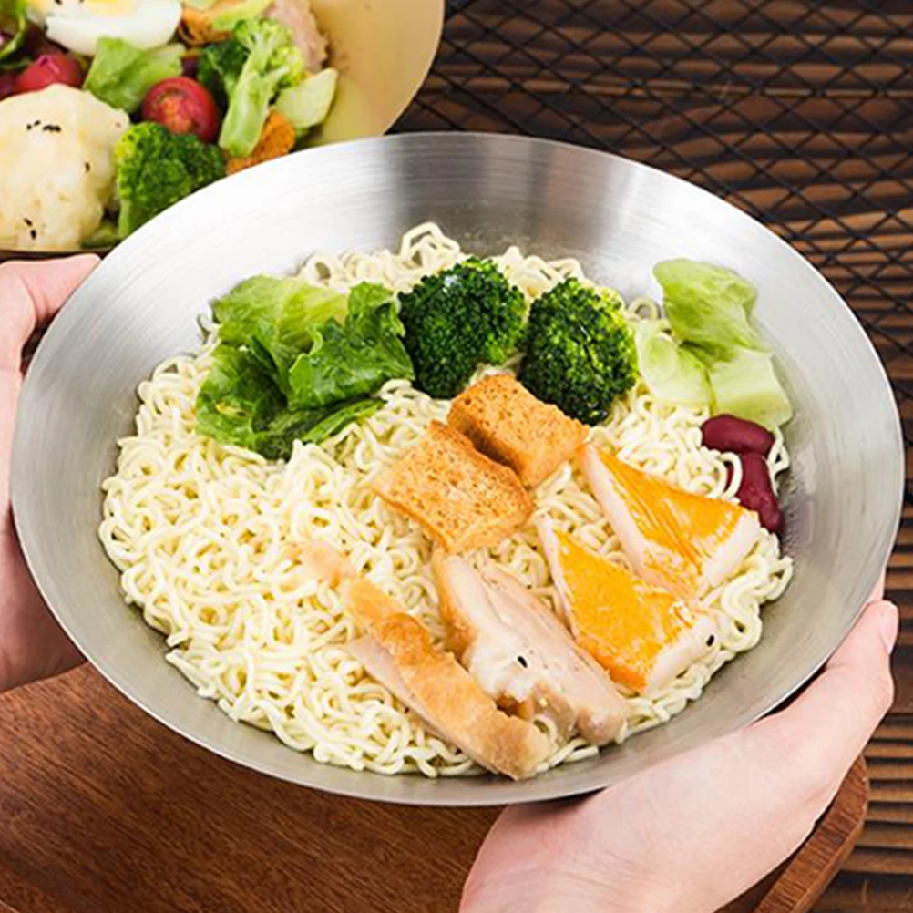

Stainless Steel Ramen Bowl Large Serving Tableware Japanese Style Dessert Salad Food Storage Container For Family