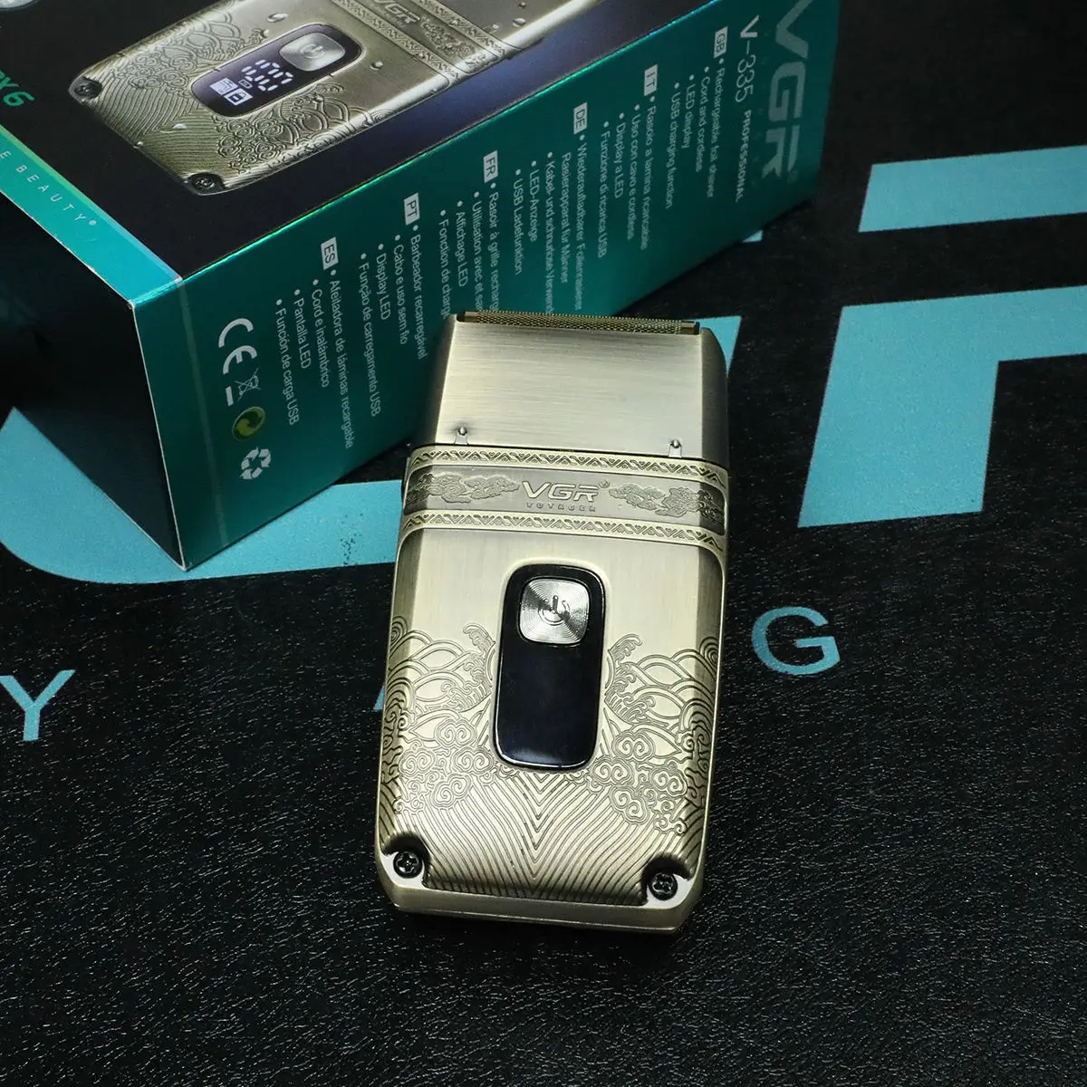 VGR 335 alat cukur elektrik untuk pria, mesin pencukur jenggot profesional, alat cukur logam profesional, tampilan Digital tahan air untuk pria