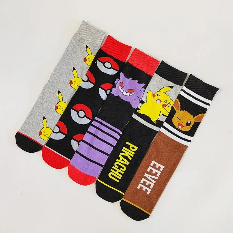 New Pokemon Gengar Socks Cartoon Anime Pikachu Men Women Middle Tube Hip Hop Trend Sport Cotton Socks Boy Christmas Happy Socks