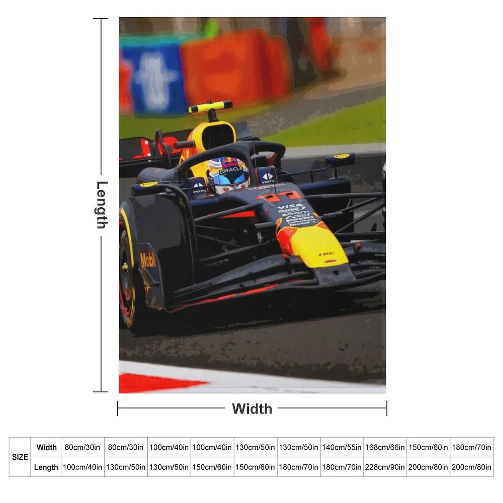 Sergio Checo Perez racing his 2024 F1 racecar abstract Throw Blanket Loose Luxury Weighted Blankets