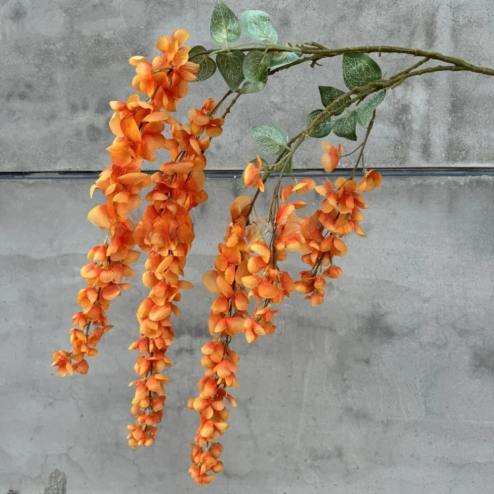 Искусственные цветы глицинии, 6 веток, фиолетовые, пышные, декоративные, имитация растений, гирлянда из искусственного ротанга