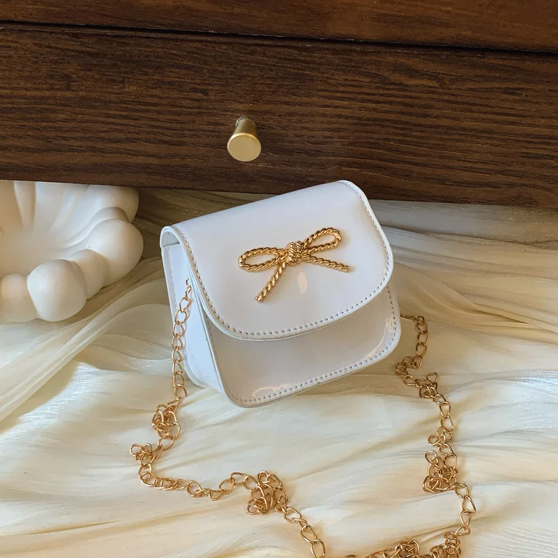 

Модные сумки через плечо для девочек Лазерная маленькая квадратная сумка Милый бант Блестящая сумка-цепочка из искусственной кожи Кошелек и сумки Дизайнерская сумка Сумка Sac