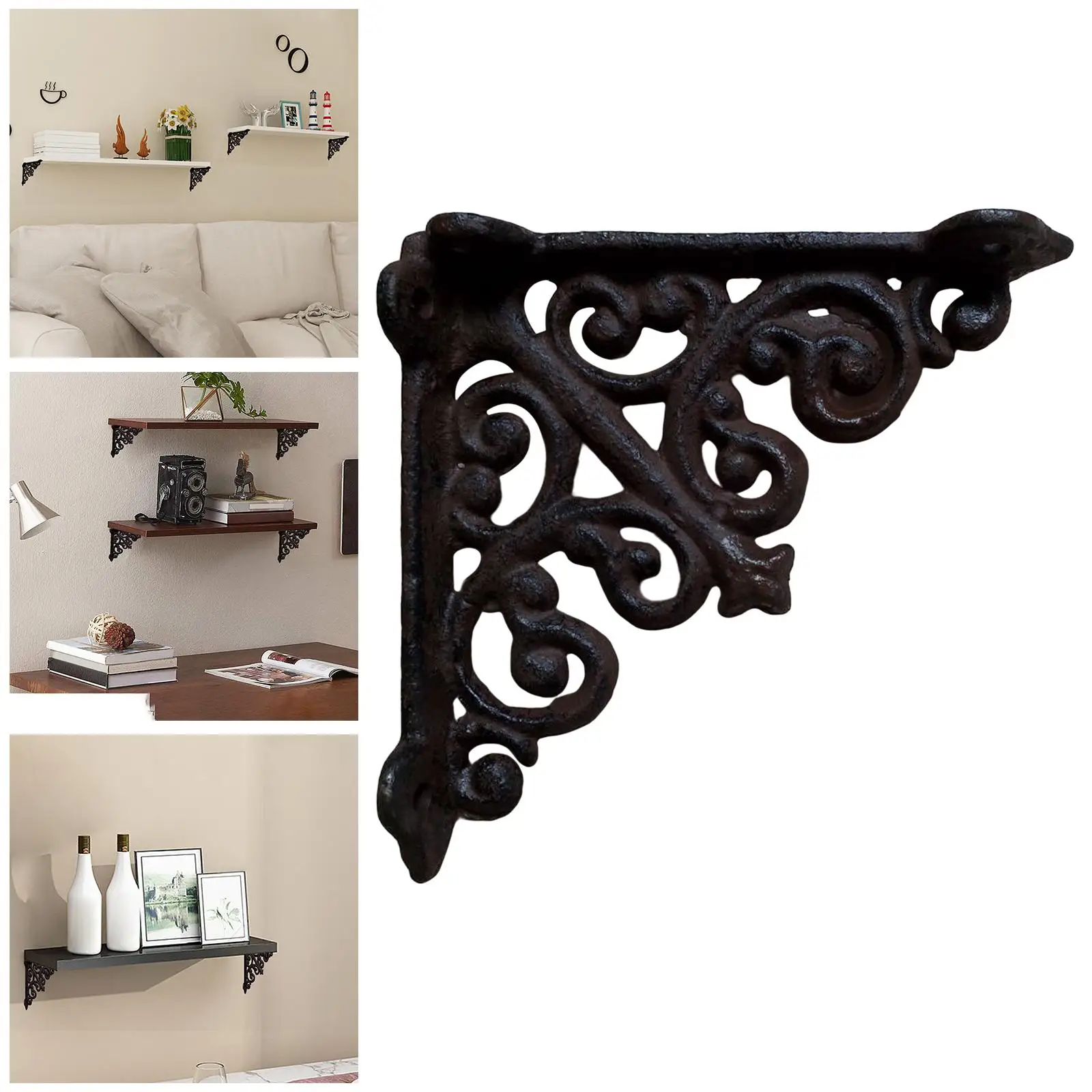 Cast Iron Shelf Brackets Furniture Heavy Duty Metal Wall Mounted Shelving Bracket Support Holder Hardware Multi-functional