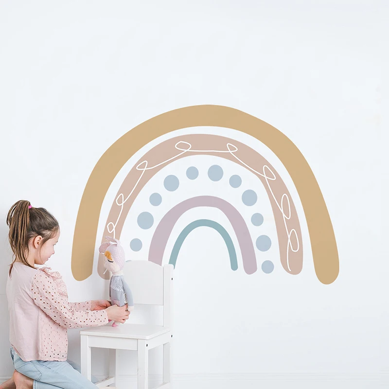 

Boho Watercolor Rainbow Wall Sticker Waterproof Self-Adhesive PVC Decals for Kids Room Home Wall Decoration Removable Wallpaper