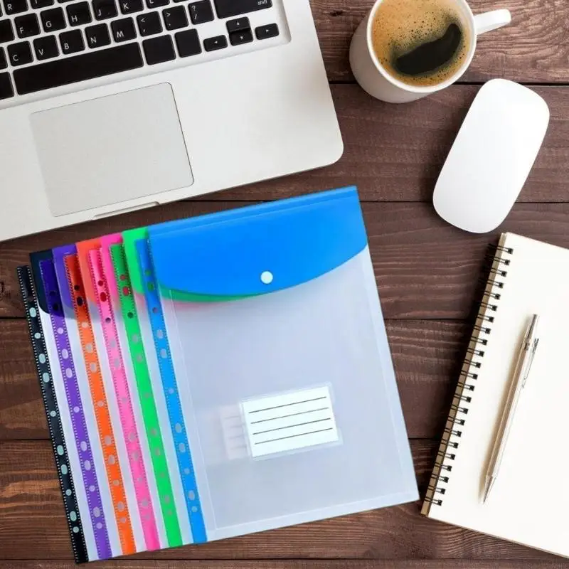 

12 Pcs Document Bag Clear File Folder File Organiser File Bag with 11 Hole 896C