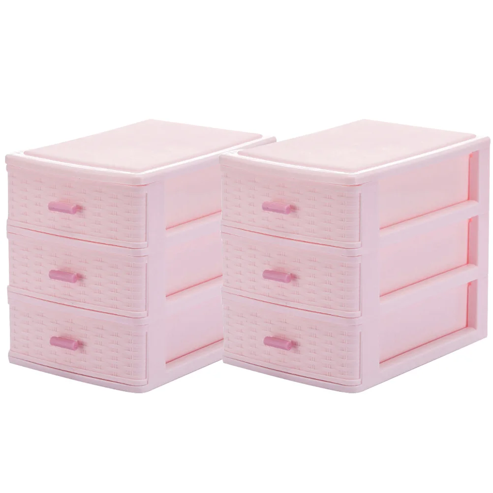 

2 Pcs Pink Storage Drawers Large Capacity Desktop Makeup ganizer Cosmetics Jewellery Box Tidy Sundries Container