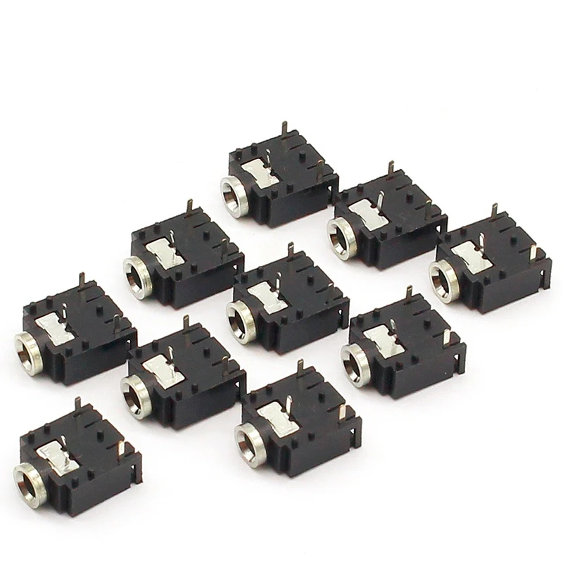 10pcs 3 Pin 3.5mm Audio Jack Socket PCB Panel Mount for Headphone With Nut PJ-324M