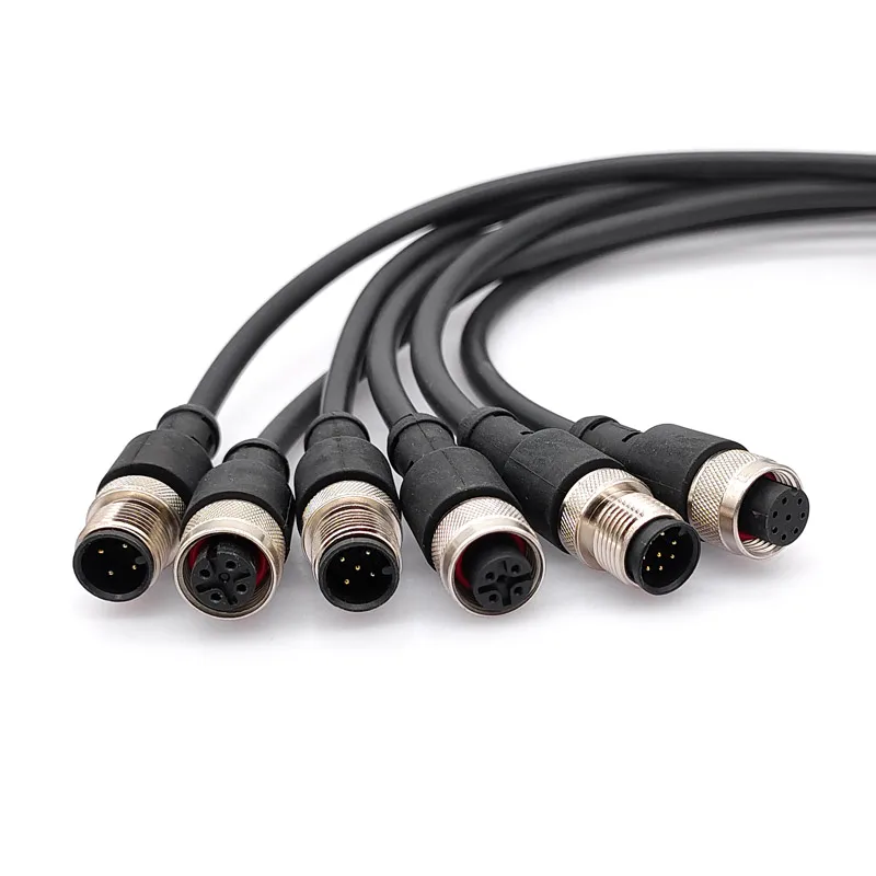 Sensor Connector Line M12 Waterproof Plug Male Female Angle Straight 4 5 8Pin +2m PVC Line