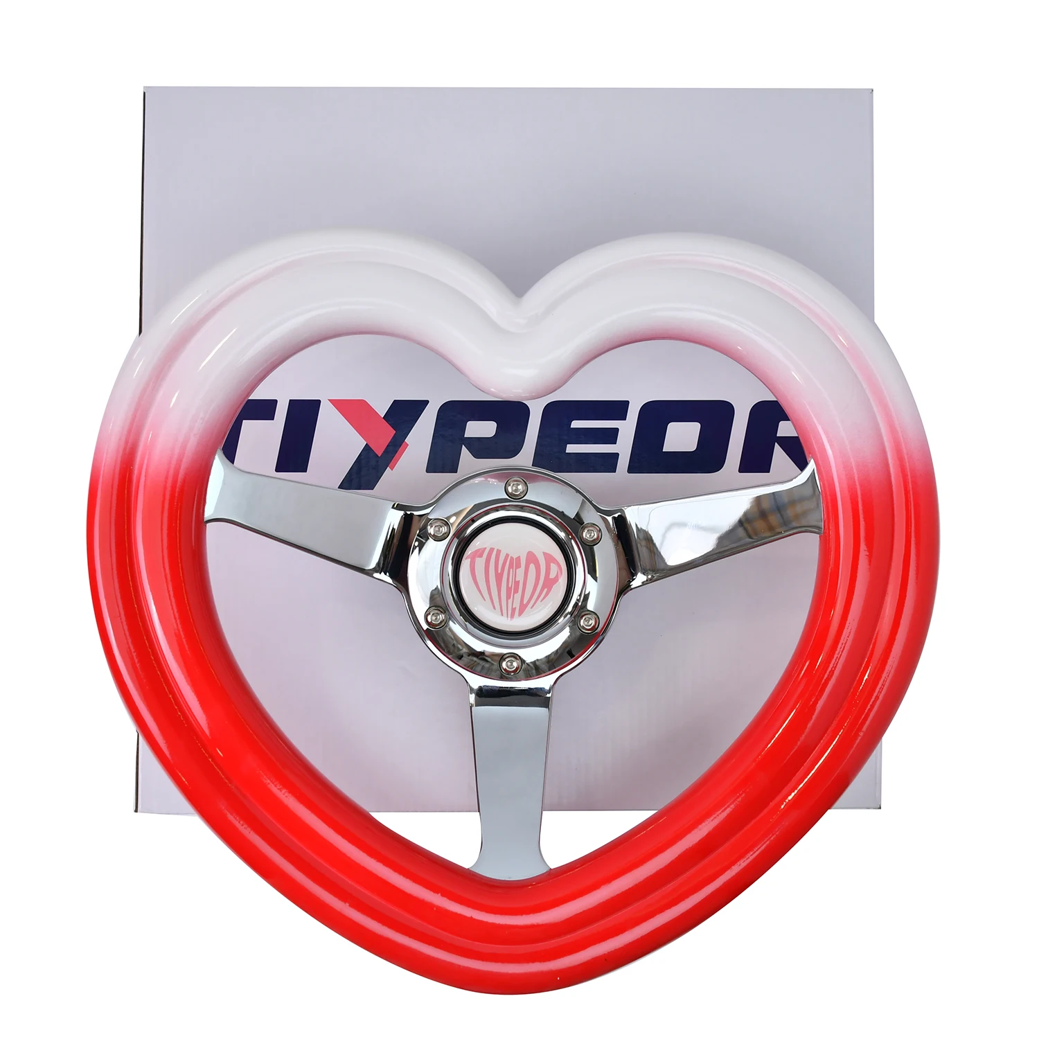 TIYPEOR Volante per auto universale a forma di cuore da 320 mm, profondità 40 mm, con staffa senza fori