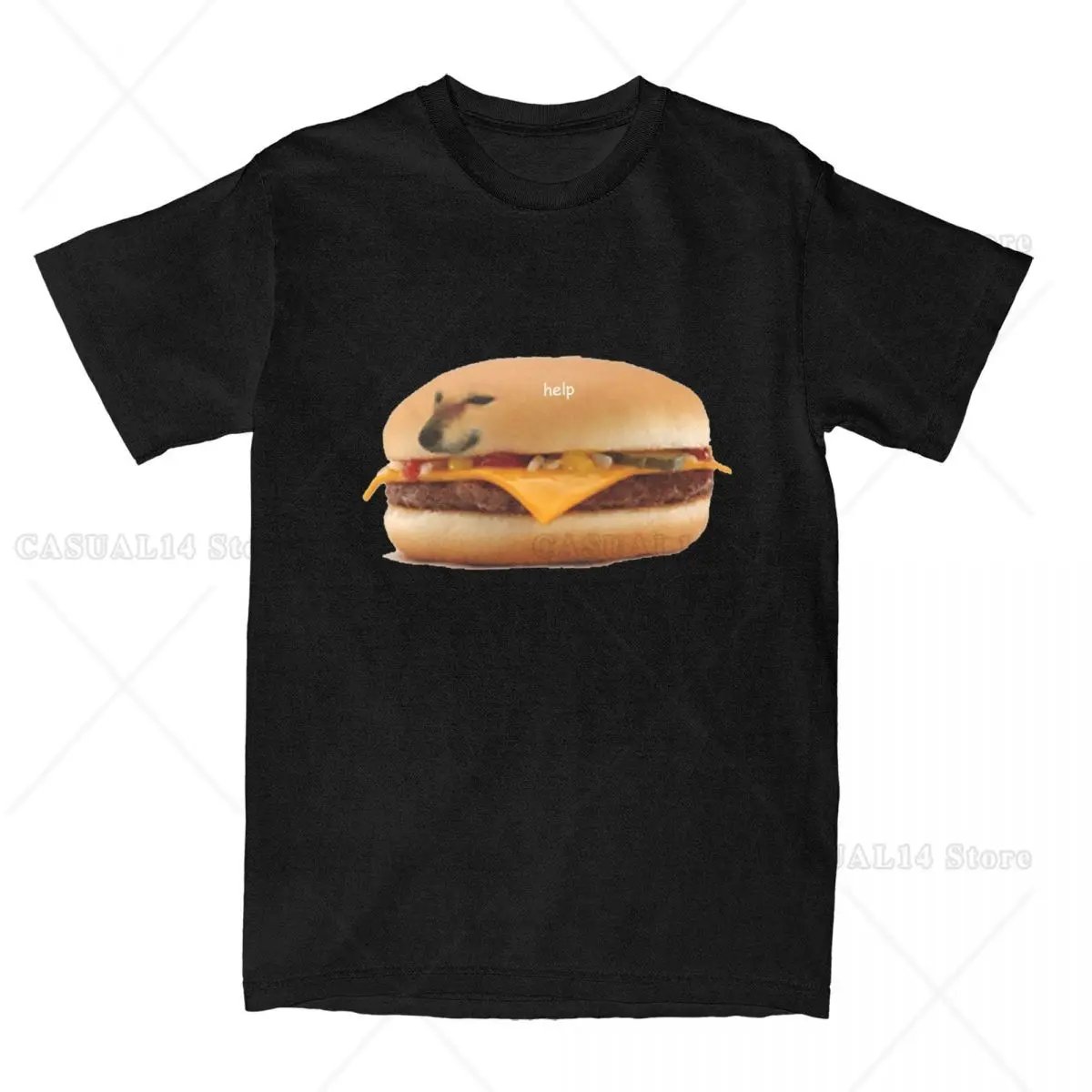 Harajuku Cheems Burger T Shirt Unisex Crewneck Short Sleeve Tops Cheemsburbger Cotton Summer Tops