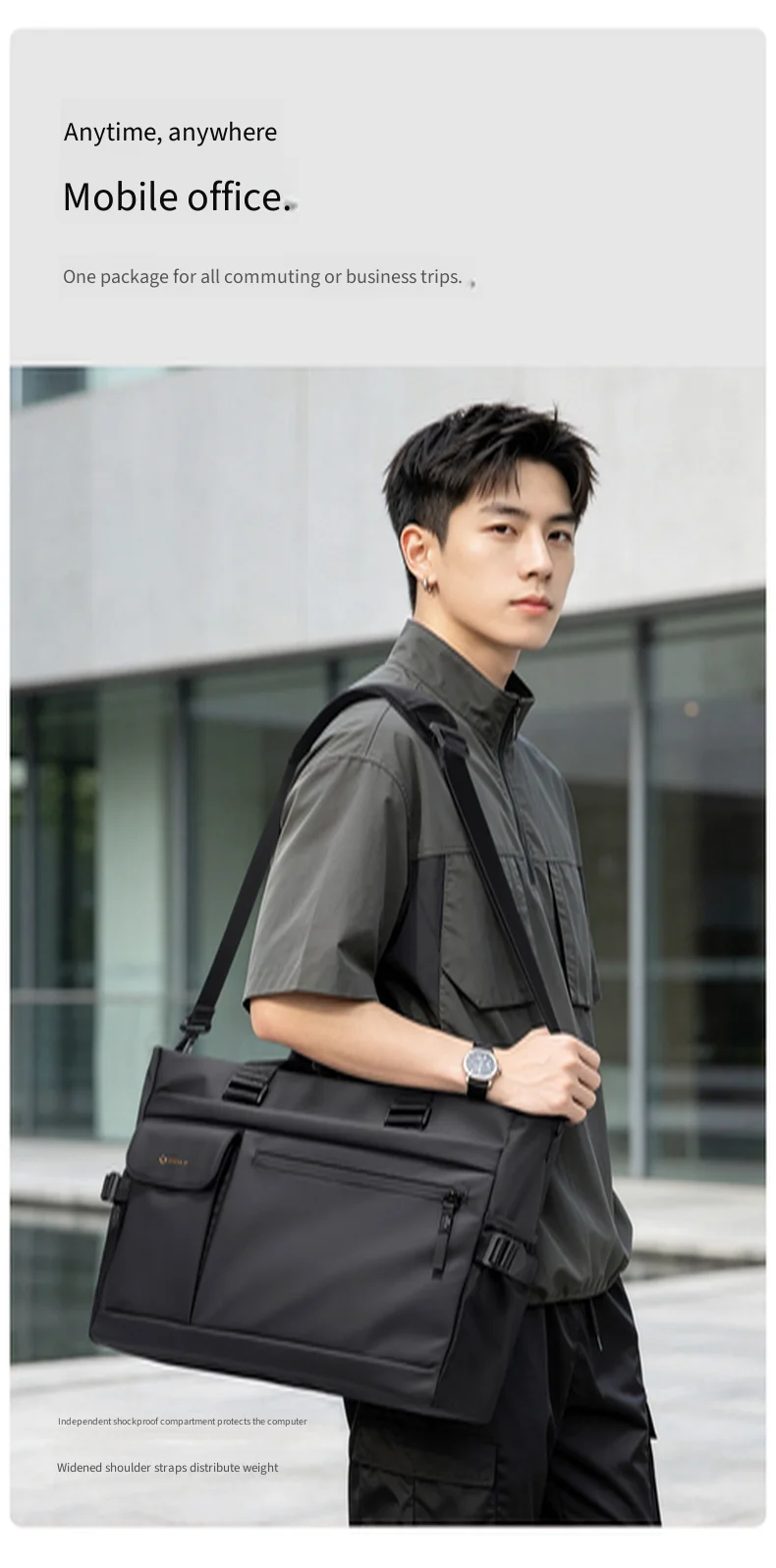 GOLF QUALITY Large Capacity Men's Briefcase 15.6" Business Travel Laptop Bag Casual Handheld File Multi-functional Office Bag