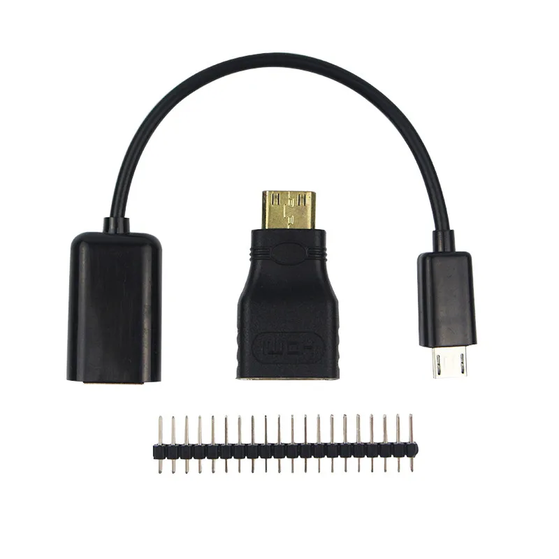 3 In 1 untuk Raspberry Pi Zero Adapter Kit Mini HDMI To HDMI Adapter + Micro USB To USB Female OTG Cable + 20 Pin Male GPIO Header