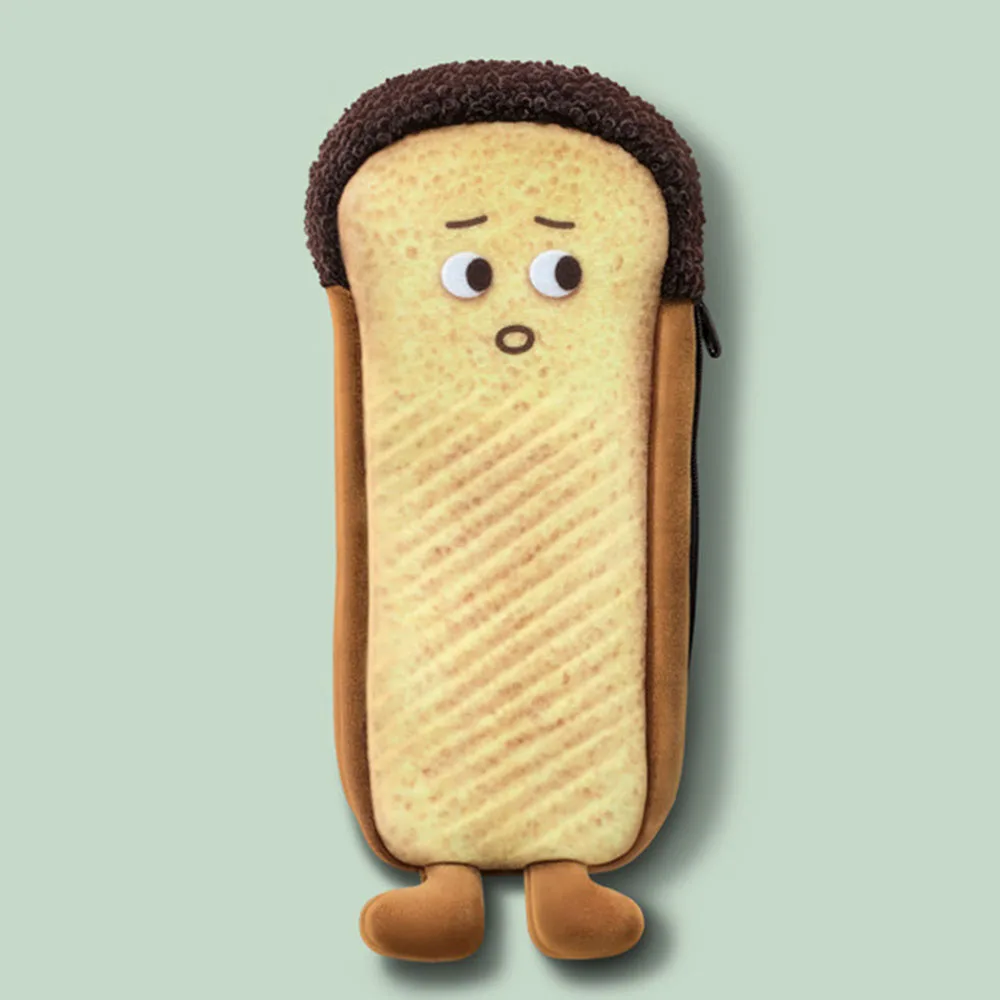 Imagem -05 - Cartoon Bread-shape Pencil Case Grande Capacidade Papelaria Armazenamento Bolsa para Viagens ao ar Livre