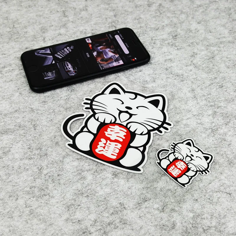 S384 Reflective Waterproof Stickers Japanese Cartoon Lucky Fortune Cat for Car Whole Body Motorcycle Helmet Waring Mark Decals