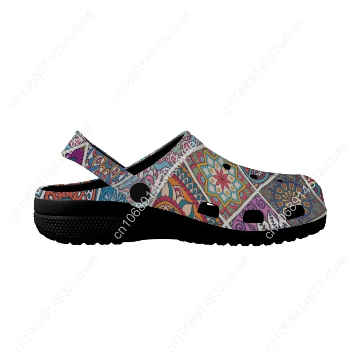 Fashion Mandala Flower Design Women's Sandals Beach Summer Flats Clogs Breathable Comfortable Indoor Bathroom Slippers Clogs