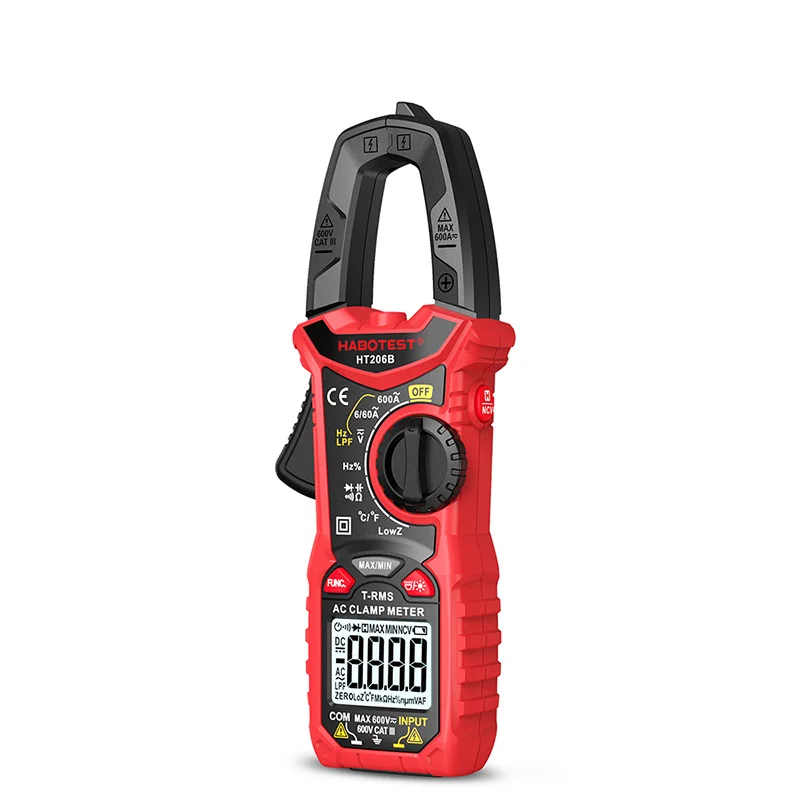 HT206 Digital Clamp Meter NCV 6000 Counts DC AC True RMS High Precision Multimeter Automatic Current Voltage Temperature Tester