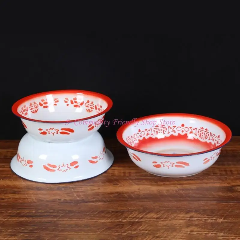 85AE Classical Enamel Finish Plastic Wash Basin Toy for Childrens Dollhouses Setup