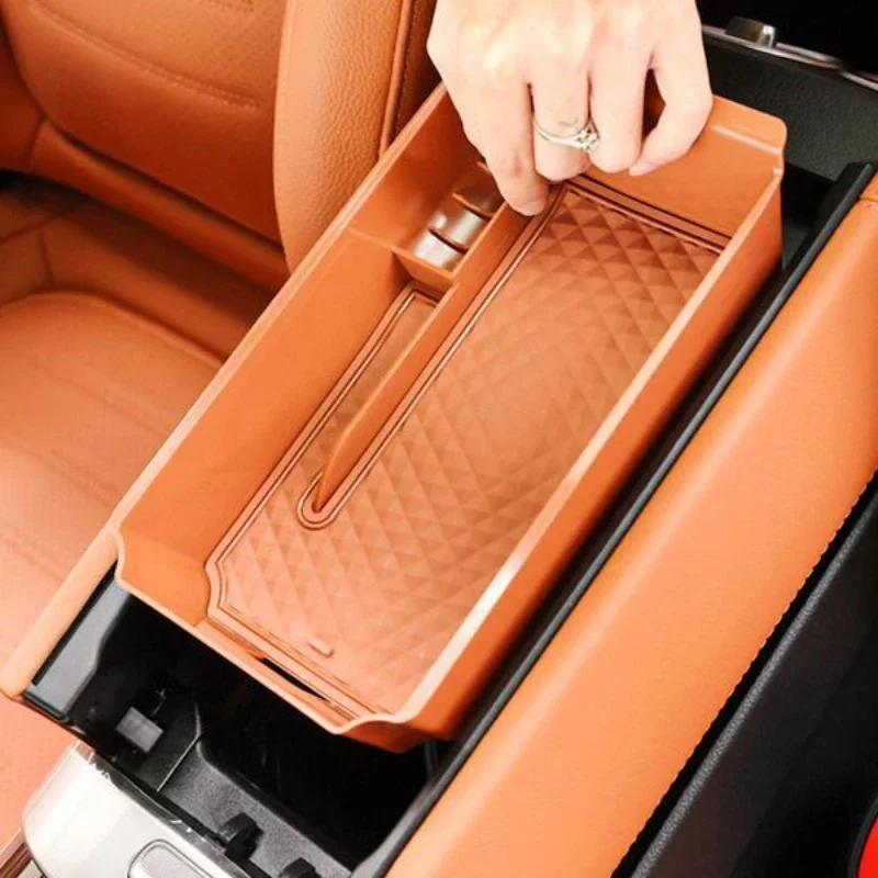 For Mercedes Benz GLC X253 W254 23-24 ABS Black Car Central Control Armrest Storage Box Mobile Phone Storage Box Car Accessories