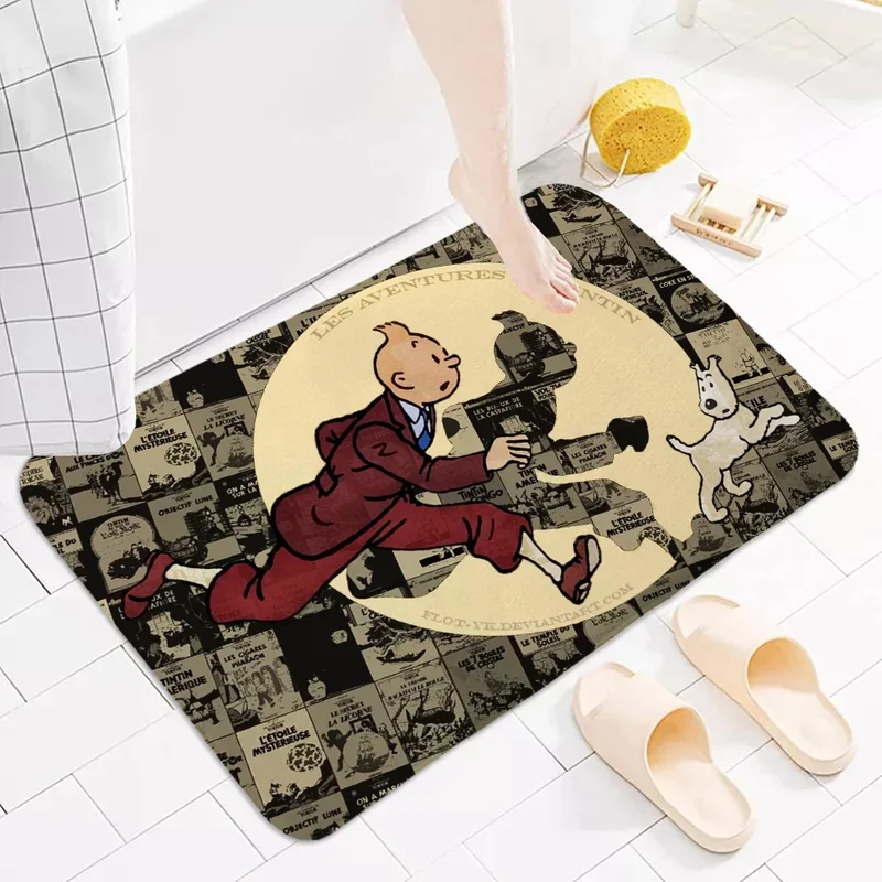 Bath Mat Rug Bathroom Foot Mat Non-slip Mat Small Floor Mats Door Mat Tintin Entrance Carpet for Kitchen Rugs Carpets Doormat #