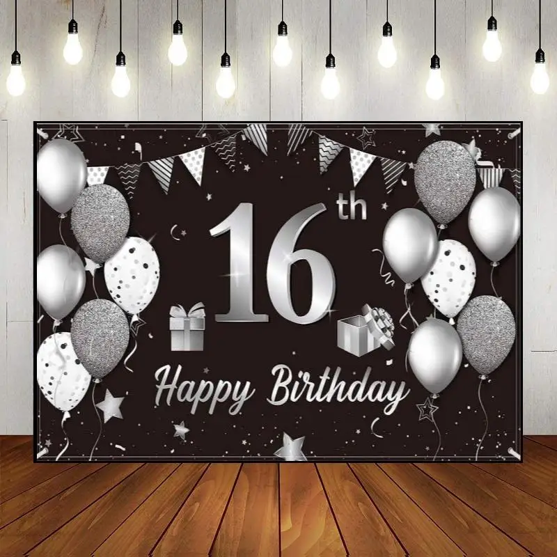 Boy Girl Party Wall Prince Princess Custom The Breath of Youth Backdrop Photo Happy 16th Birthday Photography Banner Balloon