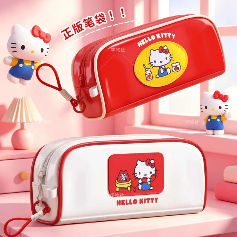 

In Stock New Hellokitty Pencil Case Elementary School Good Looking Pencil Case Can Handheld Red White Periphery Students Gifts
