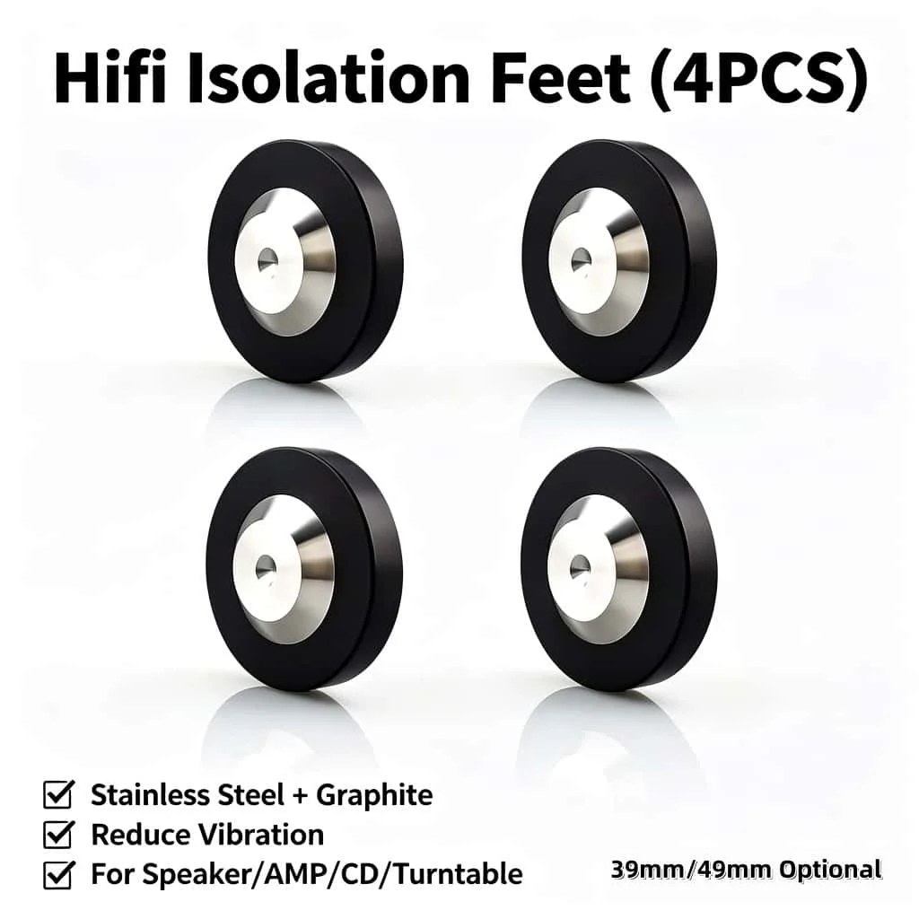 4/8Pcs 39x13mm 49x13mm Stainless Graphite Isolation Feet Anti-Vibration Spikes Speaker Amplifier Turntable CD DAC Damper Pads