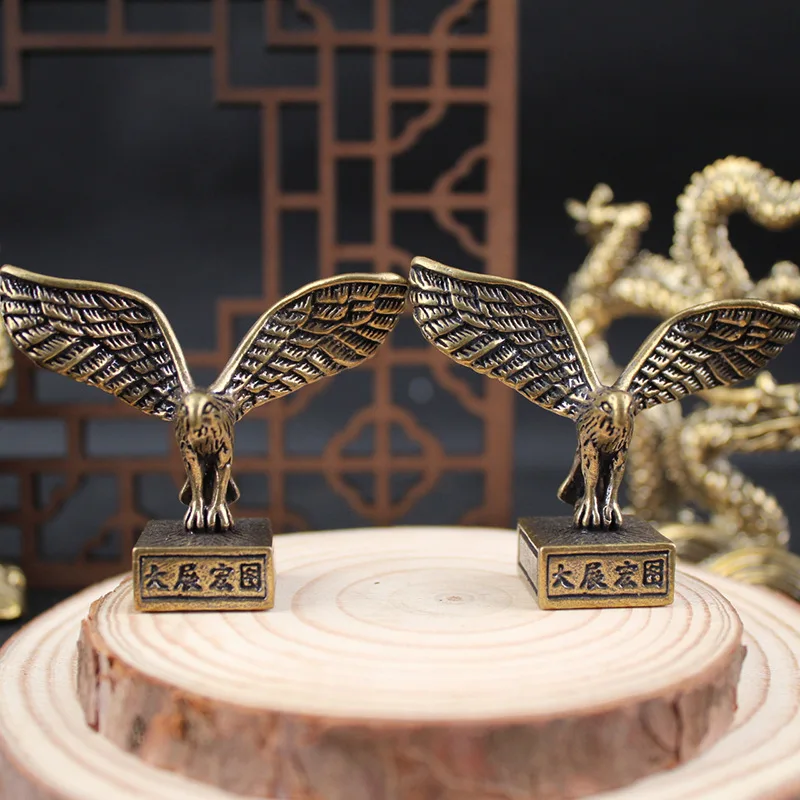 1/2Pcs Creative Brass Showcase Seal Ornament Office Desktop Handlebar Small Bronze Eagle