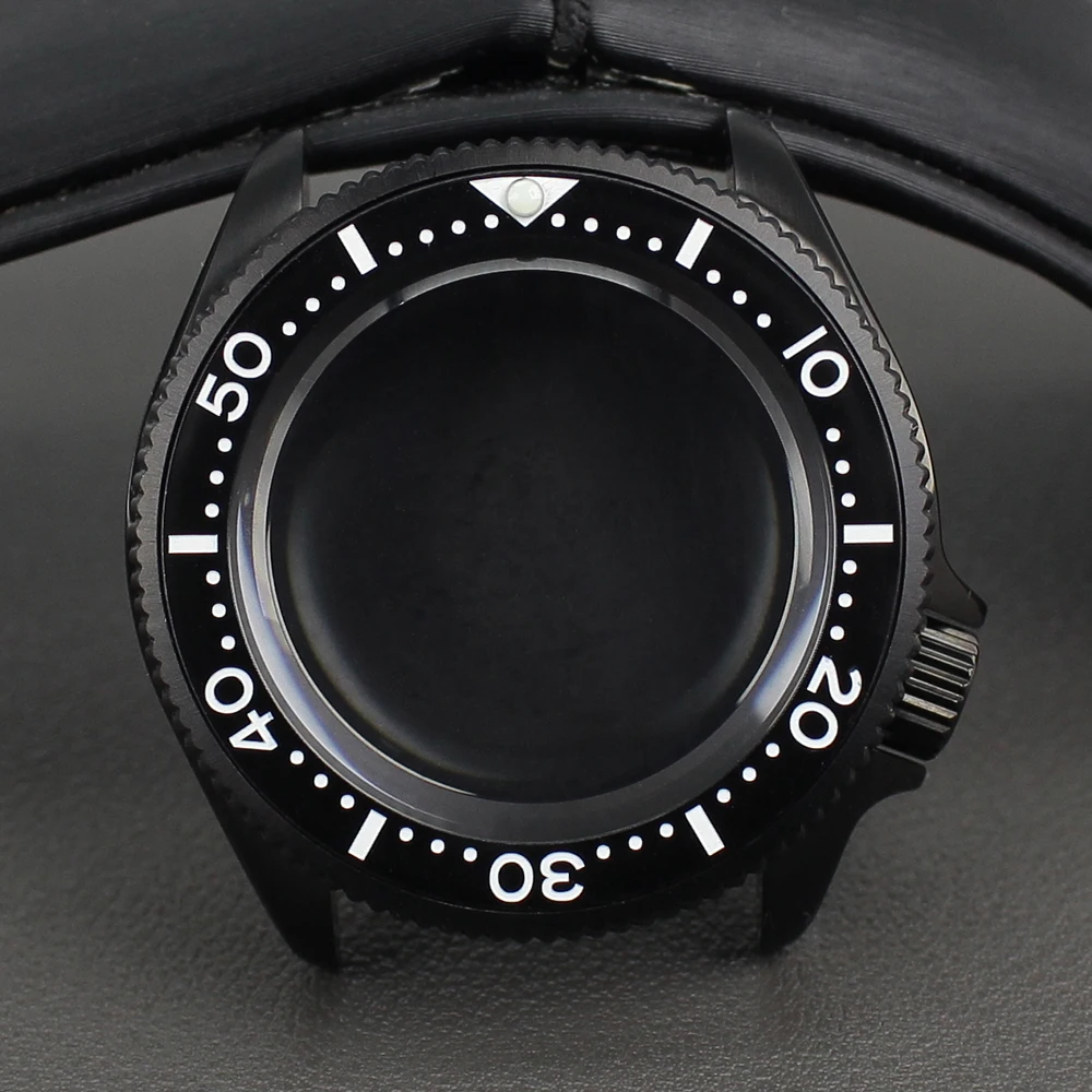 Zwart PVD 38 mm 316L roestvrijstalen horlogekast keramische bezel saffierkristal voor NH35 NH36 4R35 4R36 automatisch uurwerk 28,5 mm