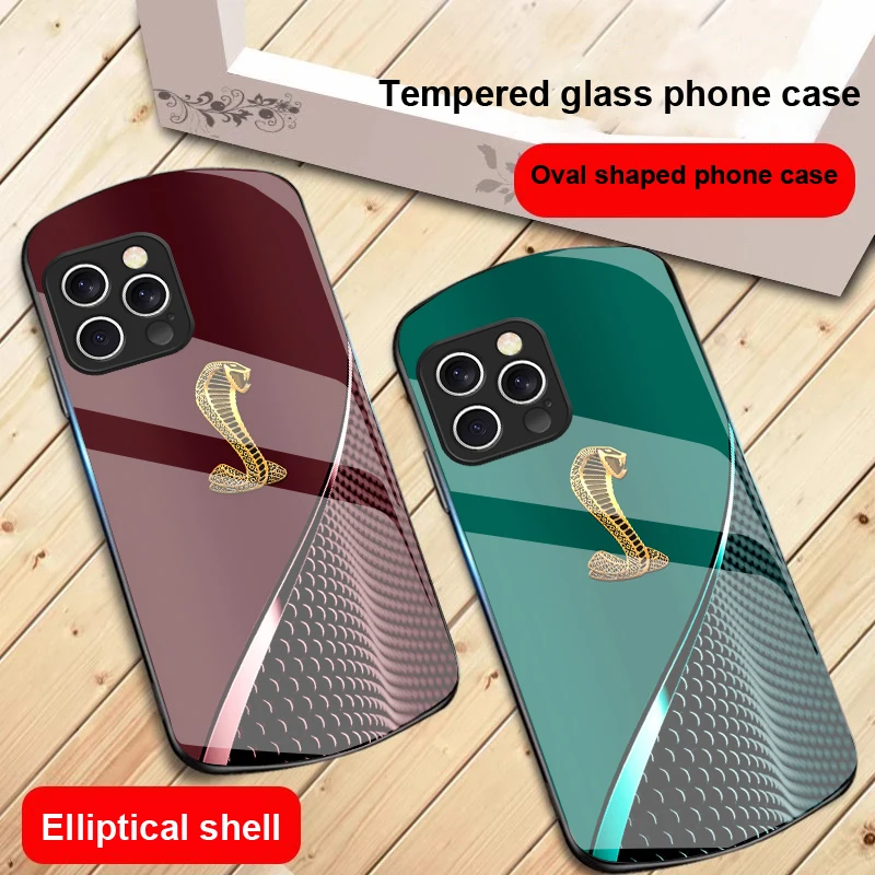 Gradient Golden Snake For IPhone 16 Pro Max 15 Pro 14 13 12 Mini 11 XS Max XR 7 8 Plu SE 2022 Elliptical Glass Phone Case