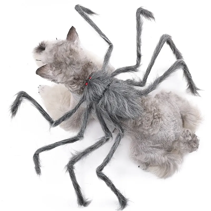 Halloween Colorful Plush Spider Pet Costume for Cat Dog Funny Cosplay Outfit with 8 Legs Party Dress Up Accessory