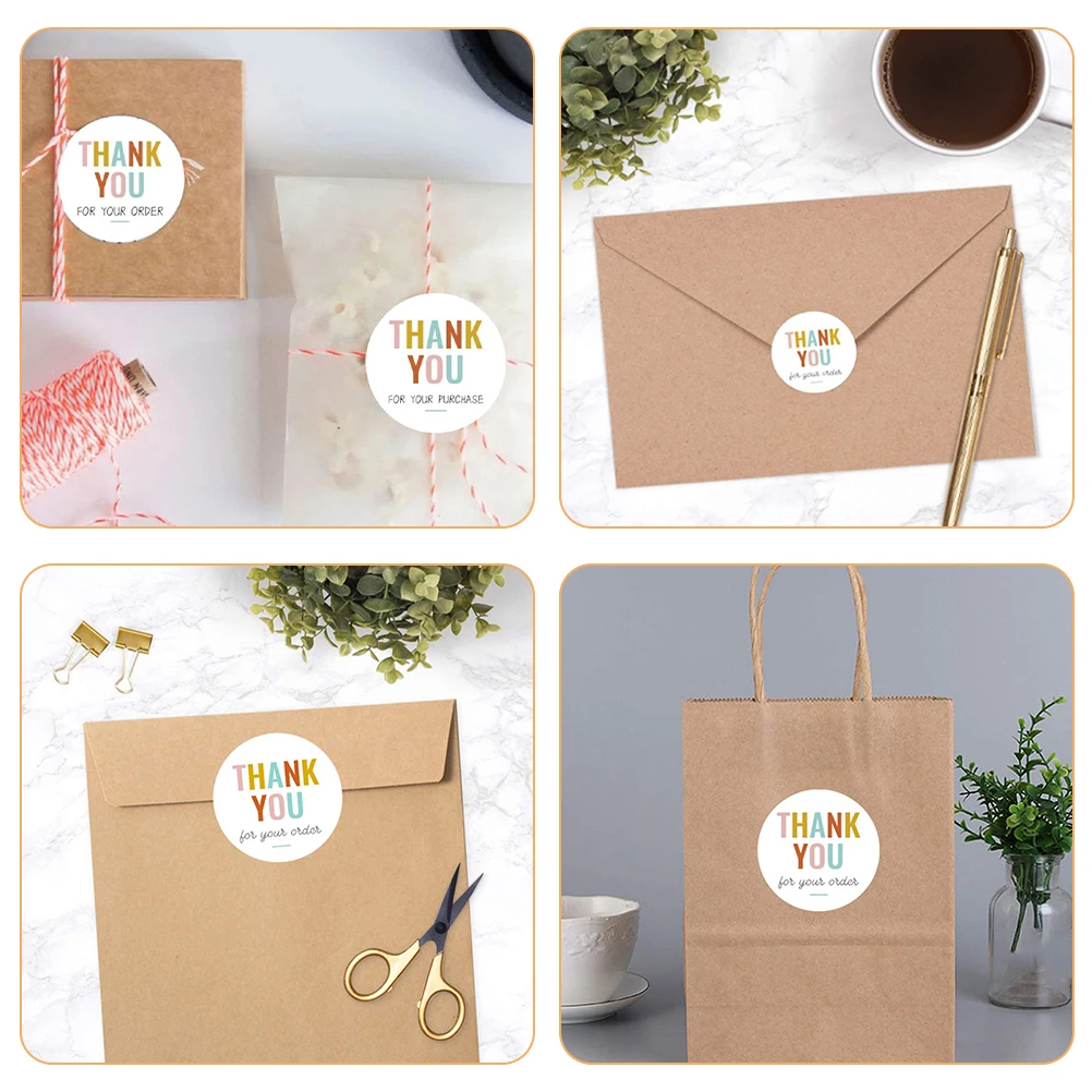 

1 Roll Thank You Stickers Small Business Packaging Bag Sealing Stickers Gift Decorative Label Adhesive Sticker Roll for Wrapping