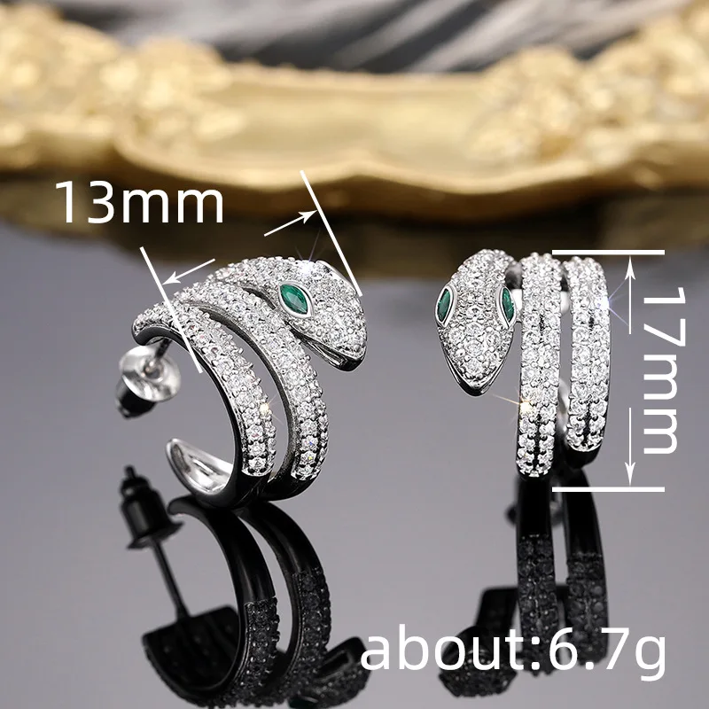 Exquisite Female Earrings 925 Sterling Silver Multi Layer Snake AAA Zircon Earrings for Women Girls  Accessories Wedding Jewelry view 5