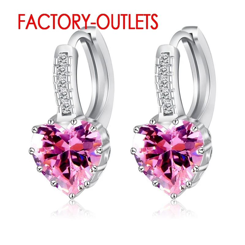 Big Promotions Luxury Heart Shape 925 Sterling Silver Brincos Pierced Earrings For Women Romantic Cubic Zirconia Gift Jewelry