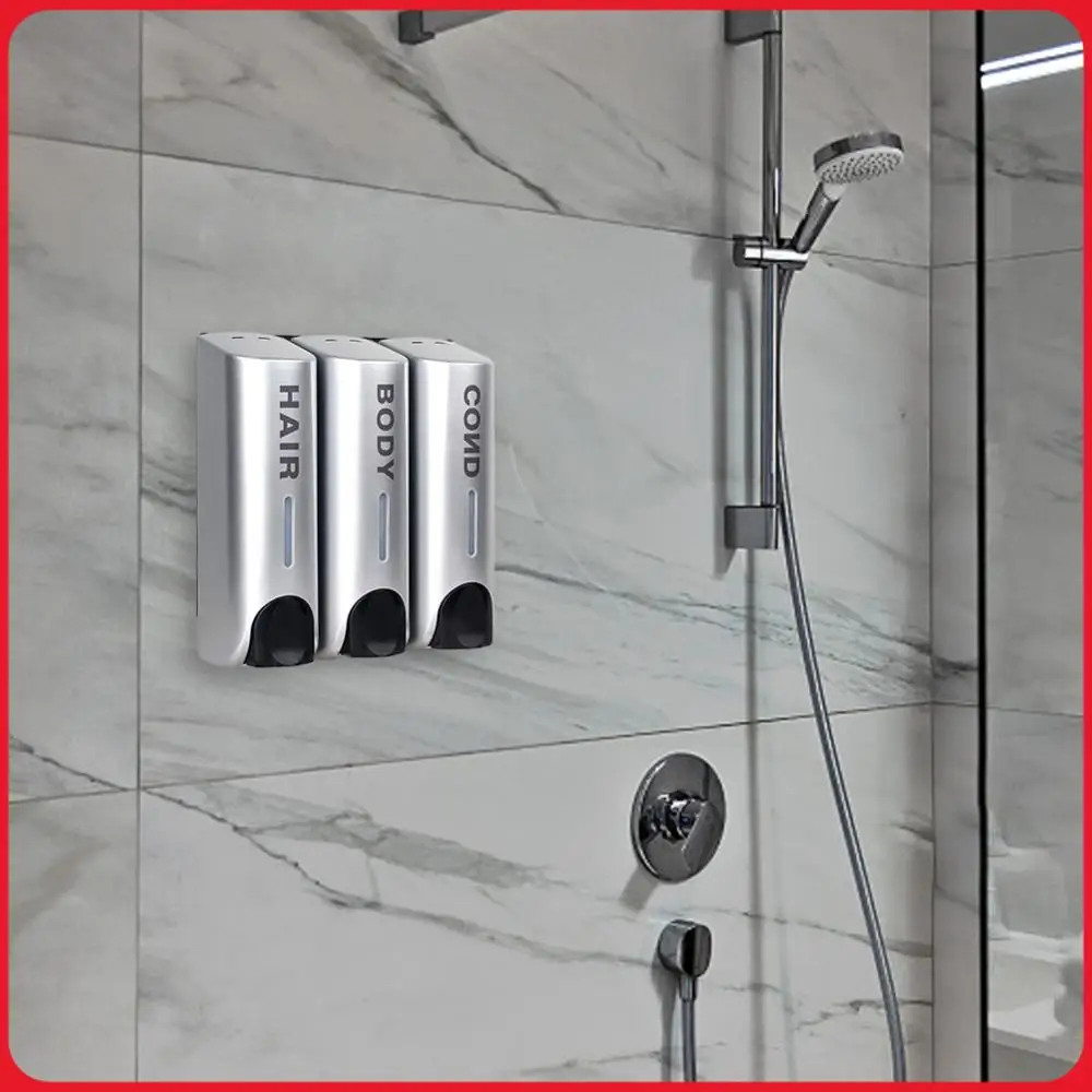 

Triple 350ml Shampoo and Conditioner Dispenser Multi-Purpose Wall-Mount Heat-Resistant Large Capacity for Bathroom Accessories