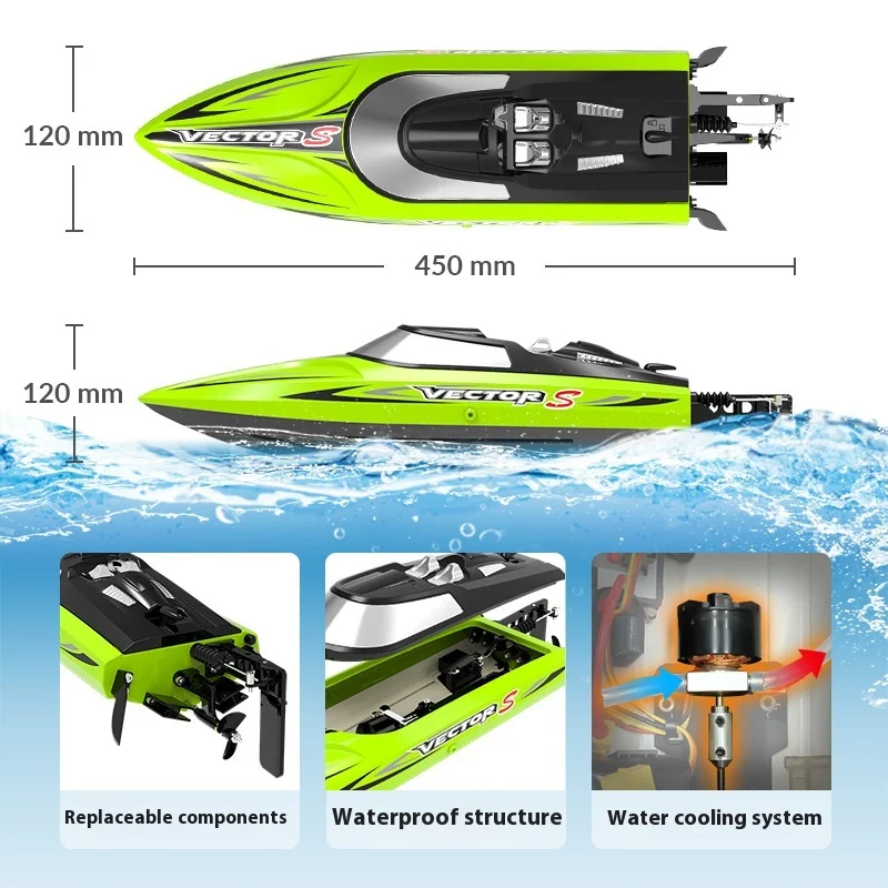 Olans Remote Control Boat Brushless Motor 50km High-Speed Remote Control Speedboat Water Electric Remote Control Boat Toy Gift