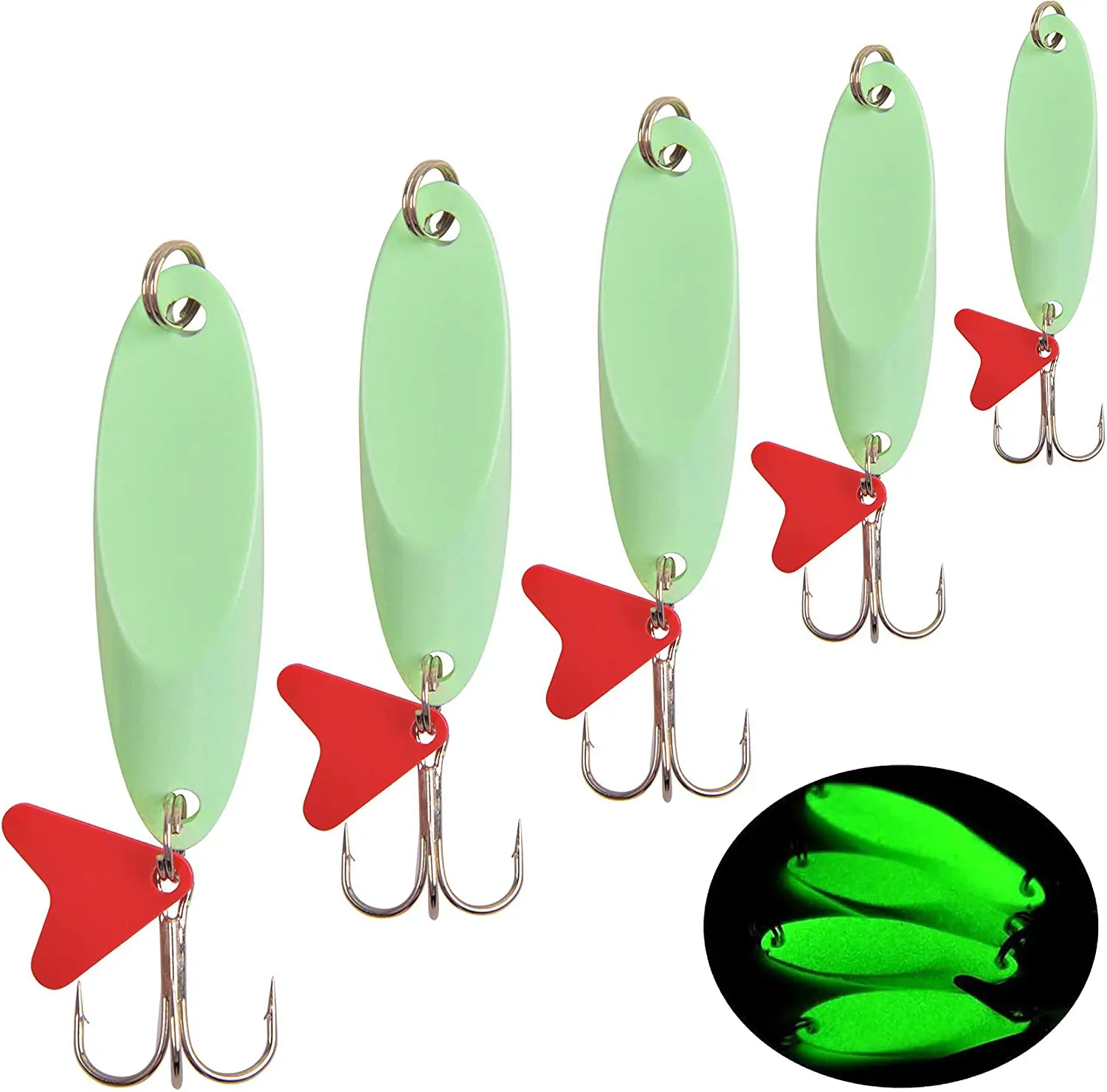 

10PCS Fishing Spoon Lures Long Distance Casting Spoon Fishing Lure Jig Glow Cast Metal Spoon for Saltwater Freshwater Fishing