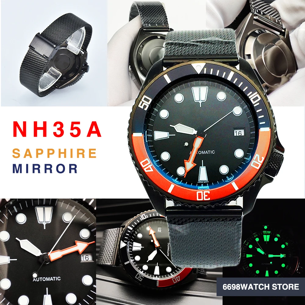 Luxury Men's Watch 42MM Men's Automatic Japan NH35A Movement Aseptic Dial SK007 Diver Sapphire Crystal