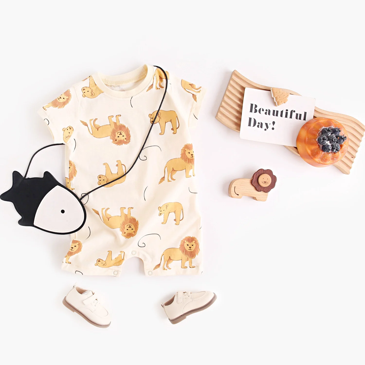 Sanlutoz Baby Boys Lovely Animal Summer Rompers Cartoon Short Sleeve Infants Jumpsuits Clothing