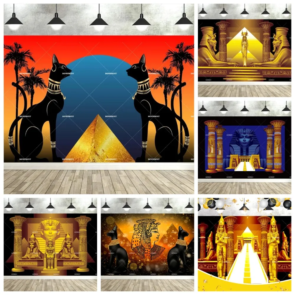 

Egyptian Pyramid Pharaoh Sphinx Theme Photography Background Cloth, Adult Birthday Party Decoration Photography Studio Backdrop
