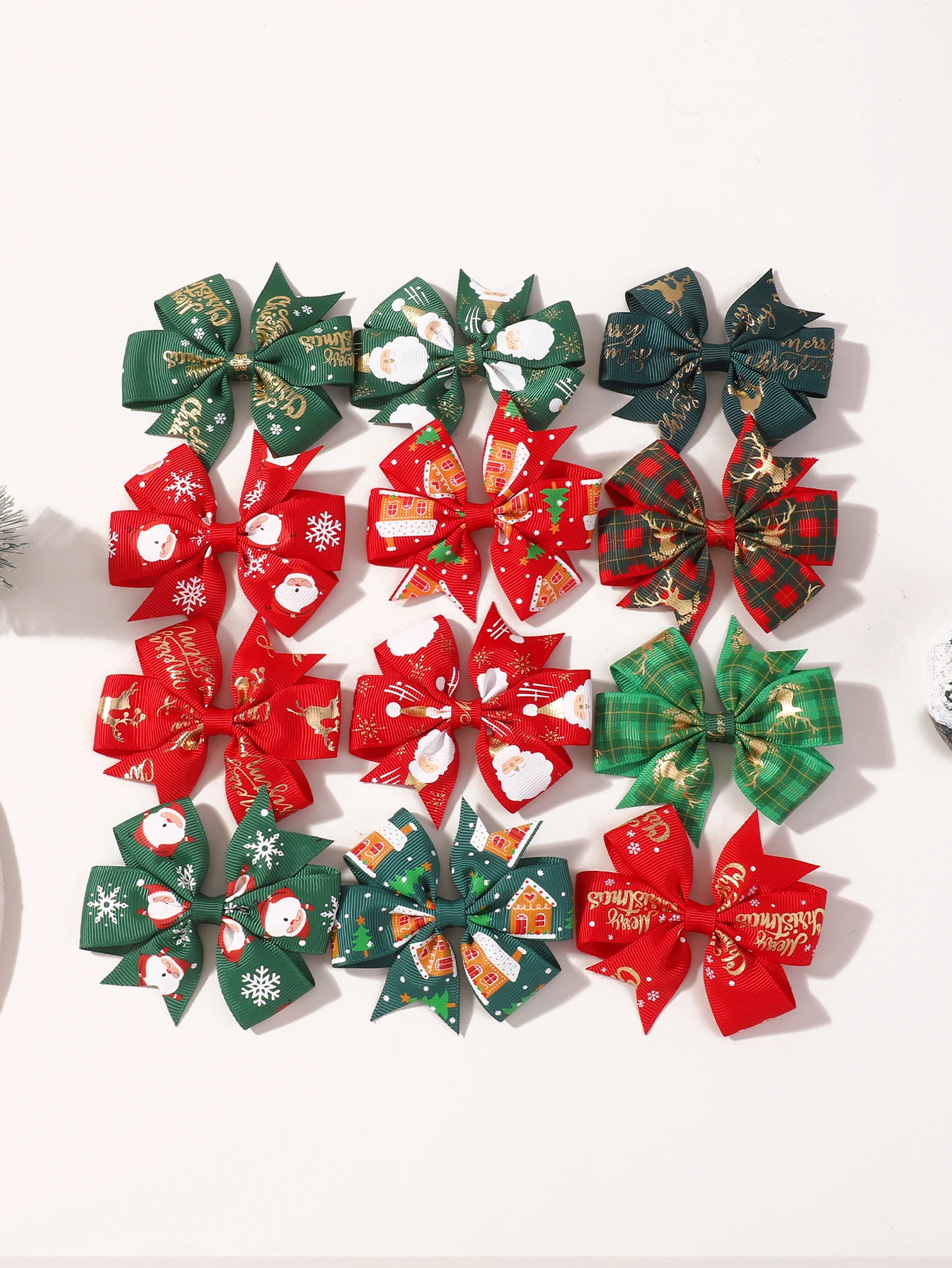 6/12 Stücke Weihnachten Kinder Bögen Haarspangen Set für Baby Mädchen Lustige Band Bowknot Haarnadel Schneemann Kopfbedeckung Haarschmuck Geschenke