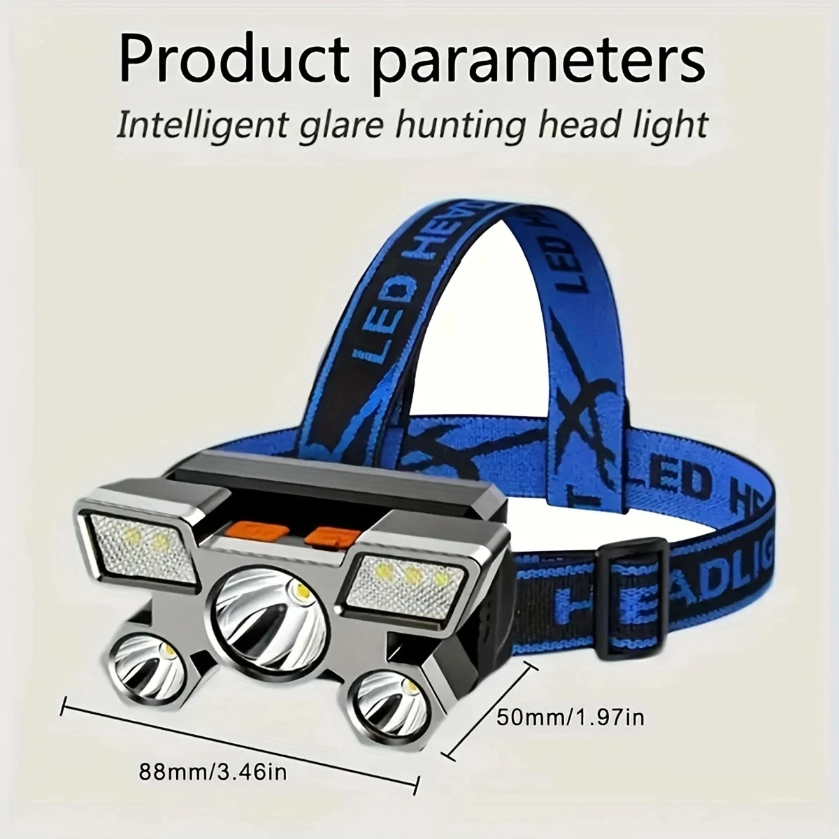 1pc-Five head strong light rechargeable fishing headlights - ultra bright long-distance lighting